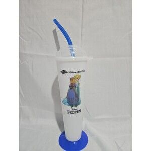 Disney Parks Cruise Frozen Olaf, Anna & Elsa Souvenir 20oz  Beverage Cup & Straw